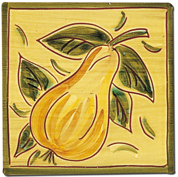 Carrelage - Décoration - Fruits façon Antique - Poire -Design - Faïence de Provence à Salernes