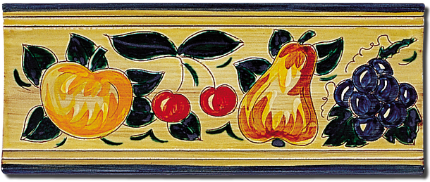 Carrelage - Décoration - Frise 11 x 26 Fruits Antique - Motif - Design - Faïence de Provence à Salernes