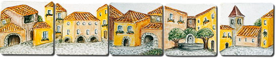 Carrelage - Décoration - Le vieux village- Fresque - Tableau - Faïence de Provence à Salernes