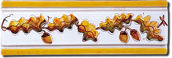 Carrelage - Décoration - Frise 7.5 x 22 Feuilles de Chêne - Motif - Design - Faïence de Provence à Salernes