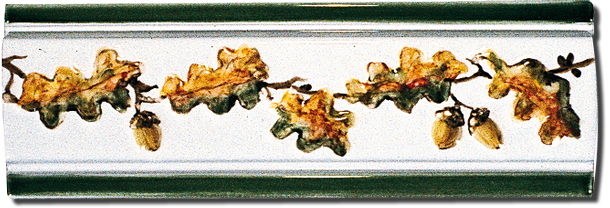 Carrelage - Décoration - Frise 7.5 x 22 Feuilles de Chêne - Motif - Design - Faïence de Provence à Salernes