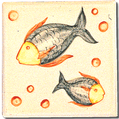 Carrelage - Décoration - Décor 11 x 11 Poissons - Motif - Design - Faïence de Provence à Salernes