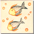 Carrelage - Décor 11 x 11 Poissons - Motif - Design - Faïence de Provence à Salernes